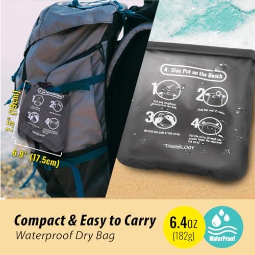 TREKOLOGY Inflatable Camping Pillow - Travel Pillows for Backpacking, Beach & Airplane - Blow Up Head & Neck Support Camp Cushion with Removable Cover, Adjustable Attachment Strap & Storage Bag (Grey) — view 6