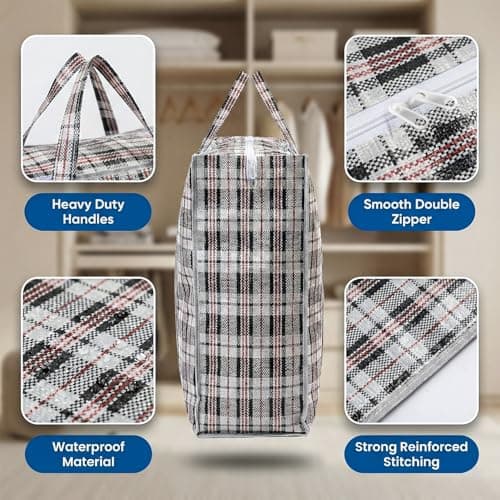DrySmart 5 Pack Extra Large Storage Bags with Zips (60cmX60cmX18cm) – Durable, Waterproof, Reusable Laundry Bags for Clothes, Wardrobe, Laundry Organization, Moving & Home Storage — view 4