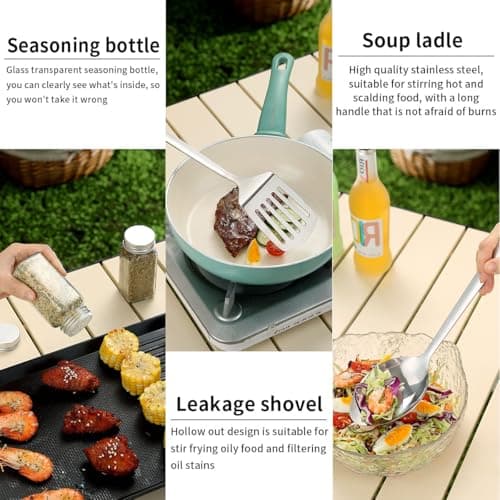 Homquen Camping Cooking Set, 33pcs Camping Cooking Equipment, Camping Kitchen, Camping Essentials, Camping Utensils Set for Travel, Hiking, Picnics, BBQs and Parties — view 5