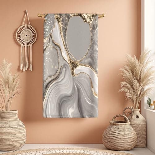 Amagical 1Pc Gray and Gold Abstract Resin Like Art Bathroom Hand Towel Bath Towel, Microfiber Polyester Towel, Unique Home Decorative Kitchen Towels, Quick Dry and Absorbent (1Pc Towel (14"x30")) — view 6