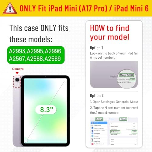 FINTIE Hybrid Case for iPad Mini 7 / Mini 6 8.3 Inch, Lilac Marble — view 2