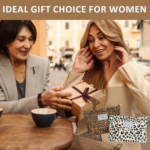 KIUEZIR 2pcs Chic & Modern Makeup Bags, Durable Linen Material with Leopard Print Patterns, Smooth Zipper and Large Capacity, Travel Cosmetic Toiletries Bags for Women Ladies Birthday Present — view 5
