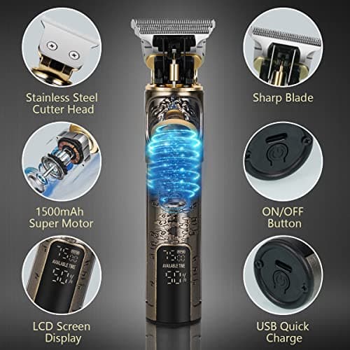 LOPHE Hair Clippers for Men, Rechargeable Cordless Beard Clippers Electric Hair Trimmer Beard Trimmer Set, Waterproof Beard Shaver, Professional Grooming Cutting Kit with 3 Guide Combs — view 2