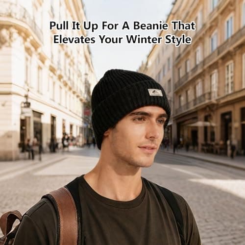 ZhouLinMou 2 in 1 Balaclava & Beanie Hat, Thermal Windproof Ski Mask, Cold Weather Face Cover for Running, Cycling, Motorcycle, Hiking, Unisex Black Winter Headwear (Black, 1Pcs) — view 4