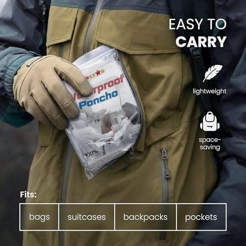 REDSTAR Clear Rain Ponchos for Adults - Disposable Clear Rain Poncho Adult Waterproof Pac a Mac for Women and Men - Adults Waterproof Emergency Disposable Raincoat Travel and Festival Accessories — view 4