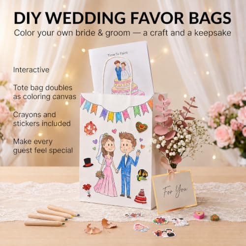 12 Kids Wedding Activity Packs with Colouring Books, Pencils & Gift Bags — view 5