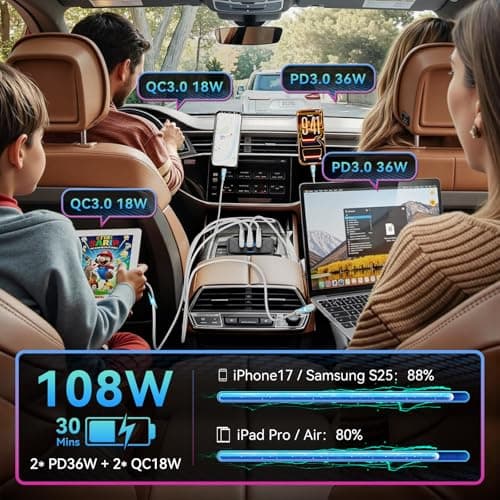 GIBBAB 108W 4 Ports 12V RV Car USB Outlet Switch Panel Wall Surface Mount — view 4