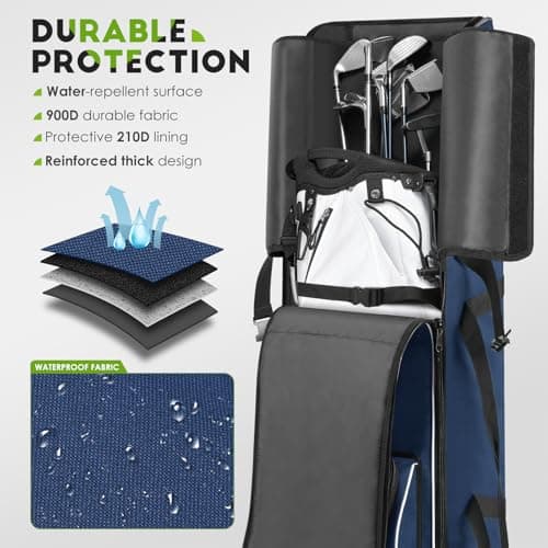 Findway Golf Travel Bag with Wheels, Waterproof, 900D Heavy-Duty Oxford, Premium Padded Flight Case with Removable Pad for Airline Club Protection (Blue) — view 2
