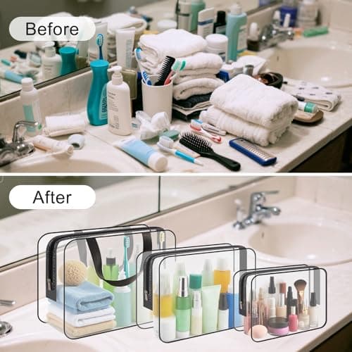 Clear Wash Bag for Toiletries, Funnasting 3 in 1 Waterproof Clear PVC Travel Makeup Bag Business Bathroom for Men, Women and Kids — view 3