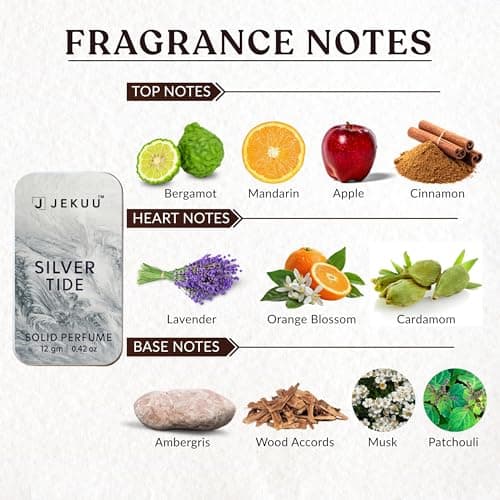 JEKUU Silver Tide Solid Perfume (12g) | Alcohol-Free, Pocket Perfume, Fresh Aquatic Ocean Scent with Bergamot & Orange Blossom, Long-Lasting, Travel Size Fragrance — view 2