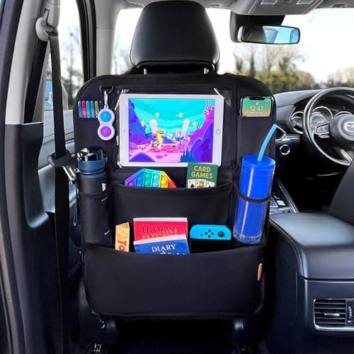 Huckaboo Car Seat Organiser - Kids Back Seat Organiser, Storage Pockets, Screen Holder, Black, 1 Pack — view 2