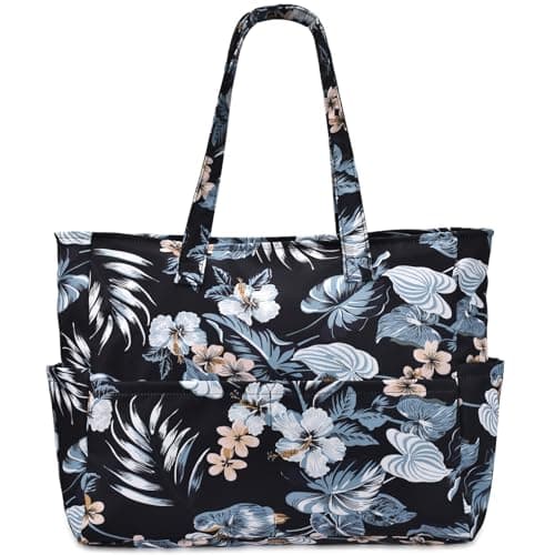 oscaurt Beach Bag Large Tote Bag for Women with Zip Waterproof Weekend Bag Casual Shoulder Handbags for Gym Swimming Saunas