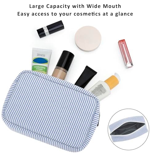 JINSI Travel Makeup Bag for Women Stripe Cosmetic Organizer Toiletry Bag — view 2