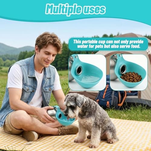 Portable Dog Water Bottle - 2-in-1 Pet Water Bottle with Foldable Silicone Bowl, Stainless Steel Dog Travel Water Bottle, Leak Proof & Compact, Ideal for Outdoor Walking Hiking Travels, 285ml — view 5