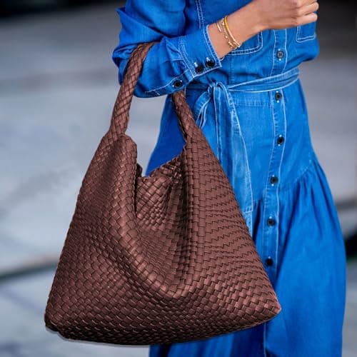 Dyalsa Woven Tote Bag for Women, Vegan Leather Handbag Large Summer Beach Bag and Purse Retro Handmade Travel Shoulder Bag(AL-007CF) — view 2