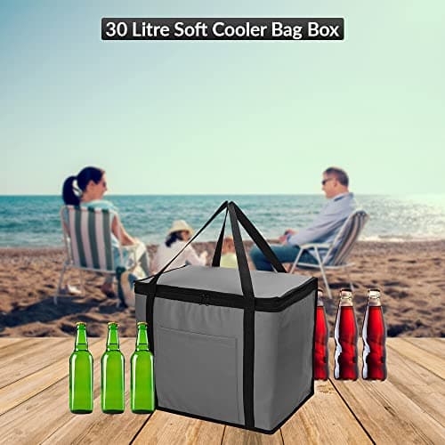 1ABOVE 30L Soft Cooler Bag Box - Insulated Portable Lightweight Keeps Food Drinks Cool - Cooling Delivery Bag for Beach Camping BBQ Shopping Fishing Picnic Lunch Outdoor Travel (GREY) — view 2