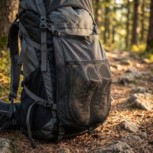 Mesh Shoe Storage Bag S Black for Hiking Backpack(Olive Green -Small) — view 3