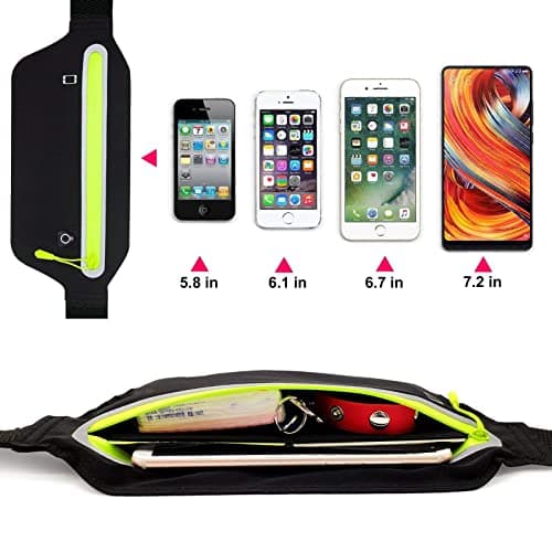 Baikeen Running Belt,Slim Fanny Pack Exercise Running Waist Belt Bag for Phone Women Men Runners Gym(Black) — view 6