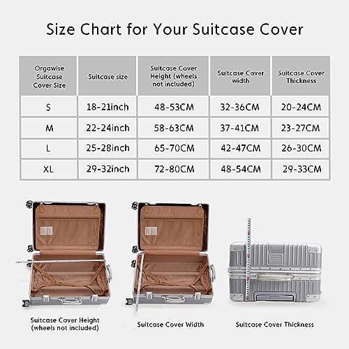 OrgaWise Elastic Travel Luggage Cover Suitcase Cover for 22-32 Inch Suitcase Protective Cover with zipper, with a Luggage tag, L(26-28 Inch) — view 3