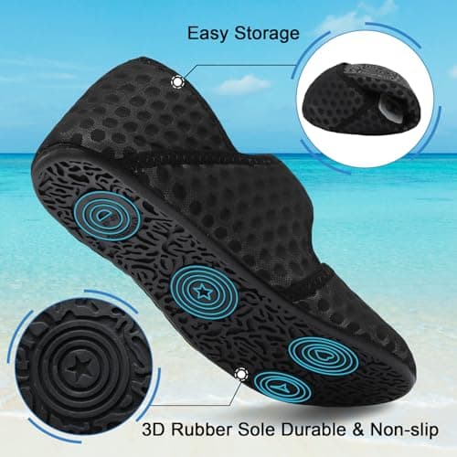JOINFREE Wide Toe Box Summer Sandals for Women & Men Barefoot Adjustable Water Shoes Breathable Quick-Dry Mesh Indoor Outdoor Summer Slippers Black Size 9-9.5 — view 4