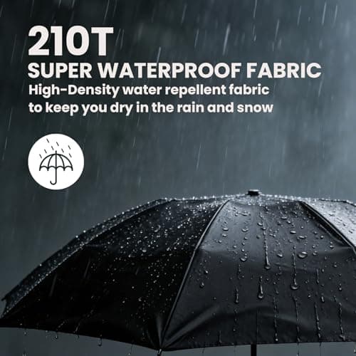 Crabcut Windproof Strong Umbrella, Automatic Folding Compact Travel Umbrella with Double Canopy, Easy Auto Open & Close, 9 Strong Ribs, Durable & Lightweight for Rain (Black) — view 6