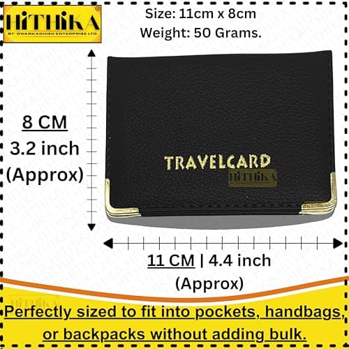HITHIKA - New Leather Oyster Travel Card Bus Pass Holder Wallet Rail Card Cover CASE (Black) — view 2