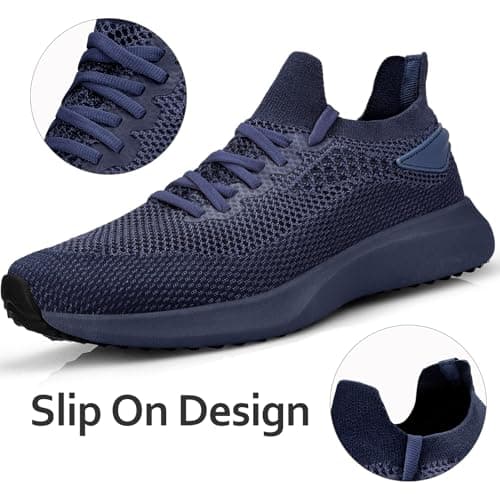 Giniros Mens Sneakers Slip On Walking Running Shoes Outdoor Dark Blue 9UK — view 4