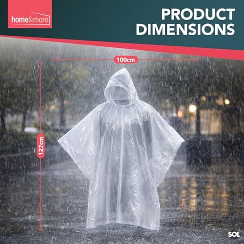 SOL 96pk Rain Ponchos - Clear Waterproof Disposable Raincoats Bulk — view 2