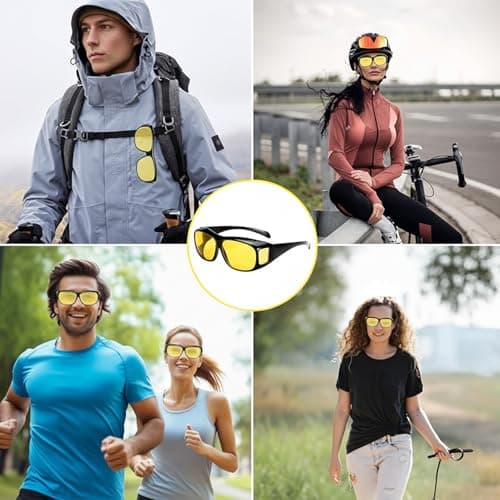 Labyrinxel Night Driving Glasses Anti Glare Headlight Glasses with Yellow Lenses, Driving Glasses Over Glasses for Men Drivers and Cyclists, Comfortable Frame for Car Road Use — view 5