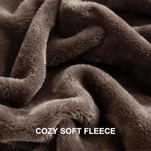 EHEYCIGA Single Fleece Throw Blanket for Sofa 130x165cm, Brown — view 4