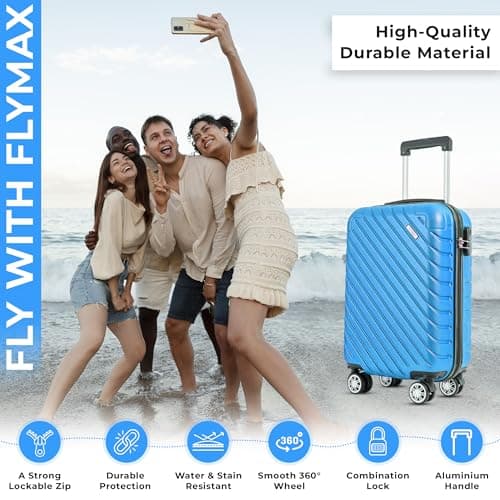 FLYMAX 24" Medium Suitcase 4 Wheel Lightweight Luggage Hard Shell ABS Travel Case Hold Check in Fits 15kg - 20kg Medium Size + 3 Digit Lock + Telescopic Handle 67 Litre Capacity — view 5