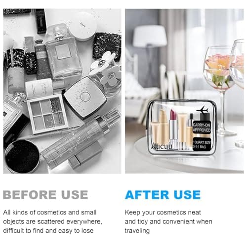 Aucuu Clear Toiletries Bag, 2 Pack PVC Waterproof Toiletries Carry Pouch, TSA Approved Travel Toiletry Bag with Zipper, Portable Cosmetic Makeup Bags for Men, Women and Kids - Travel Business Trip — view 6