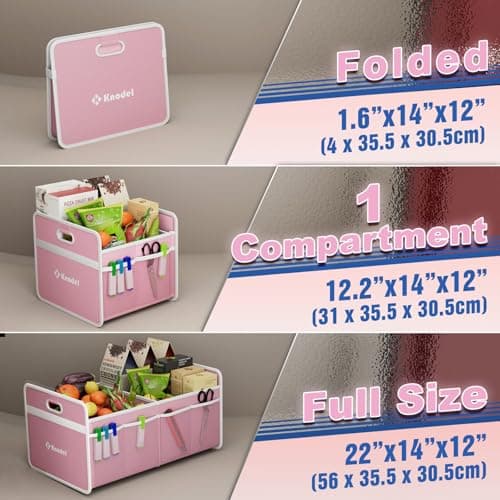 K KNODEL Car Boot Organiser, Foldable Car Boot Storage (Medium, Pink) — view 6