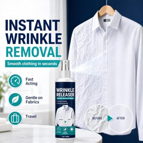 Instant Wrinkle Releaser Spray, 100ml Fabric Refresher & Crease Release Spray for Clothes, No Iron Sprays, Quick Smoothing Agent, Smooths Creases in Seconds, Suitable for T-Shirts, Dresses (1PC) — view 5