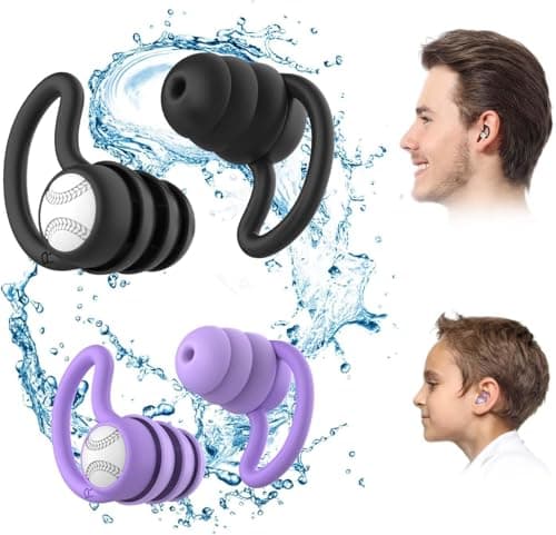 Waterproof Swimming Ear Plugs for Adults and Kids - 2 Pairs Silicone Swim Earplugs for Surfing,Diving,Showering and Other Water Sports - Keep Water Out and Ear Protection.