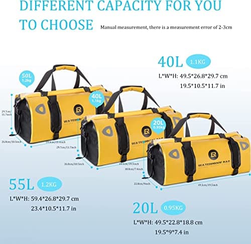 ROCKBROS Multifunctional Motorcycle Saddle Bag 100% Waterproof Travel Bag Tail Bag Luggage Roll with Shoulder Straps Saddlebags Yellow 55L — view 5