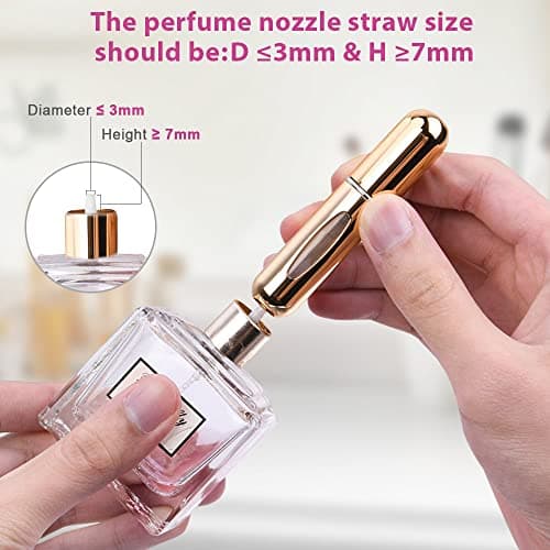 ACWOO 5 PCS 5ML Perfume Atomiser Bottles, Refillable Fine Mist Spray Bottles, Mini Travel Perfume Atomizer, Underfill Empty Travel Bottle Portable Purse Spray Bottle for Men and Women — view 6