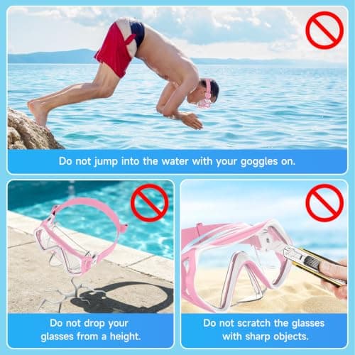 Findway Diving Mask with Elastic Fabric Strap, Snorkel Mask Adults with Nose Cover for Mens and Womens, Swimming Goggles with 180° Panoramic HD Tempered Glass Anti-fog Snorkelling Mask No Leak — view 6