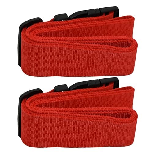 Pair Luggage Straps for Suitcases, Secure & Adjustable Luggage Straps, Lightweight Luggage Strap for Travel Long (96cm to 180cm) 2 Pc Red — view 5