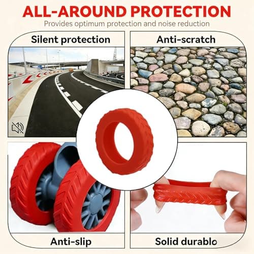 HUANGQRMENG Silicone Suitcase Wheel Protectors, Anti Dust Anti Scratch Noise Reduction Luggage Wheel Covers Replacement Covers Compatible with Carry On Travel Luggage, Red, 8 Pcs — view 5