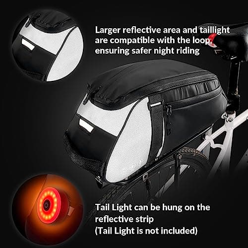 Eyein Bike Rear Rack Bag, 8L Waterproof Reflective Bicycle Trunk Bag — view 6