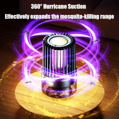 Mosquito Killer Lamp, USB Rechargeable Light Bug Zapper, 3 in 1 Silent UV mosquito killer for Indoor and outdoor 360° Attract Flying Insects — view 3