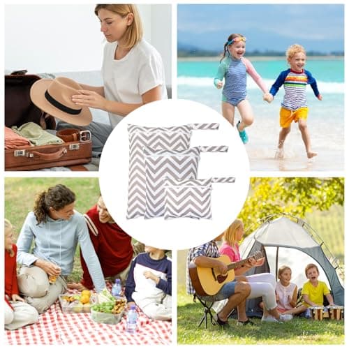 Srumvoat 3 Packs Wet Bag, Waterproof Wet Dry Bags, Reusable Washable Swimming Bag, Durable Safe Cloth Material, 3 Size Bags for Different Baby Items Swimming Gym Pool Beach Travel Laundry (Stripe) — view 5