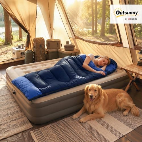Outsunny Sleeping Bag for Adults Compact Sleeping Bag 3 Seasons Navy Blue — view 2