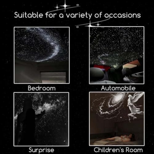 Ocean and Galaxy Projector, Plug and Play HD Star Projector, Holographic Night Light Projectors, 360 Rotating USB Powered Ceiling Light for Bedroom Decor (with 24 Films) — view 6