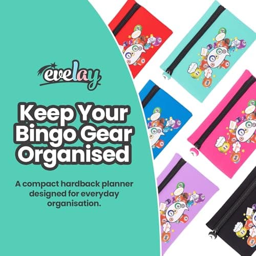 evelay Bingo Dabber Case Holder Storage Bag | Fun Bingo-Themed Design | Holds Multiple Dabbers & Pens | Lightweight Travel Case with Lucky Number Zip Pull | Teal — view 2