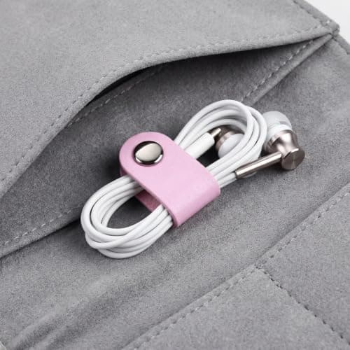 PU Leather Cable Tidy Straps, Reusable Cord Organiser, Portable Wire Management Ties for Charger Cables, Earphones, USB Cables, Home Office Travel (6 Pcs, Multicolor) — view 5