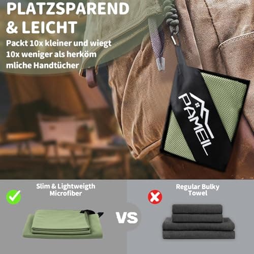 Pameil Microfiber Towel Set 3-Pack Quick Dry Travel Gym (Army Green) — view 4
