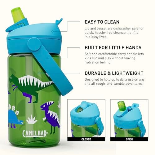 Camelbak THRIVE FLIP STRAW KIDS 415 ml – sport bottle – leak-proof – child-friendly size – easy drinking mechanism – ideal for on-the-go – Hip Dinos, size: OS — view 3