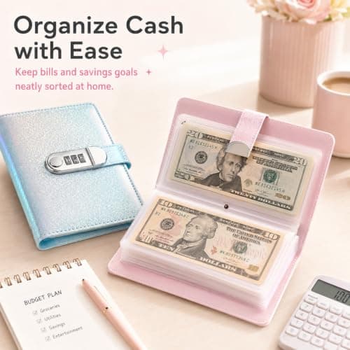 Kdkoeo 2 PCS 100 Page Reusable Money Saving Wallet with Combination Lock — view 4